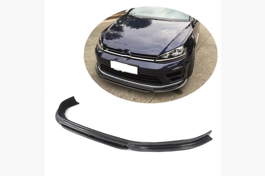 Volkswagen Golf 7/E-Golf 2012-2020 рр. Накладка на передній бампер Lip (для R/R-Line 2012-2017, Карбон) Фото 1
