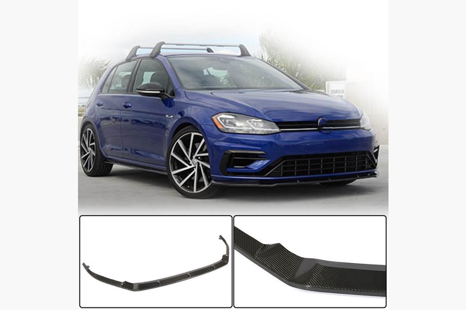 Volkswagen Golf 7/E-Golf 2012-2020 рр. Накладка на передній бампер Lip V1 (для R/R-Line 2017-2020, Карбон) Фото 1
