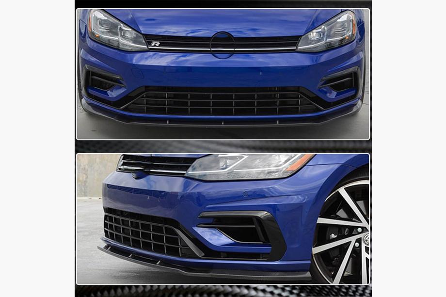 Volkswagen Golf 7/E-Golf 2012-2020 рр. Накладка на передній бампер Lip V1 (для R/R-Line 2017-2020, Карбон) Фото 3