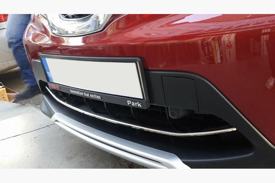 Nissan Qashqai 2014-2021 рр. Накладка на передній бампер (2014-2017, нерж) Фото 3