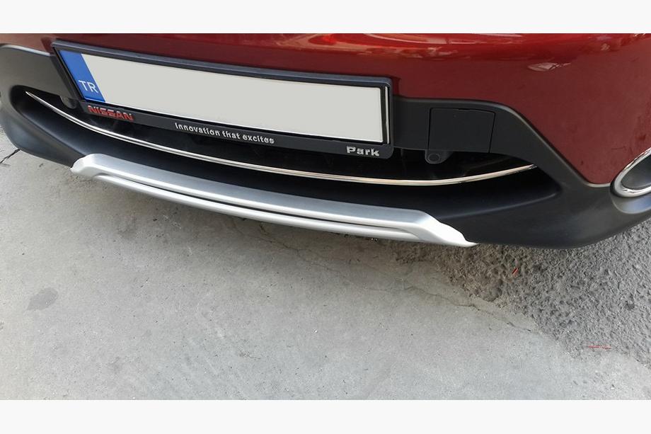 Nissan Qashqai 2014-2021 рр. Накладка на передній бампер (2014-2017, нерж) Фото 4