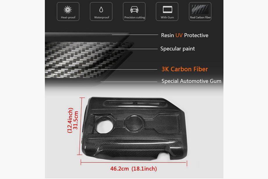 Volkswagen Golf 6 2008-2014 рр. Кришка двигуна (для GTI HB 2010-2013, Карбон) Фото 5
