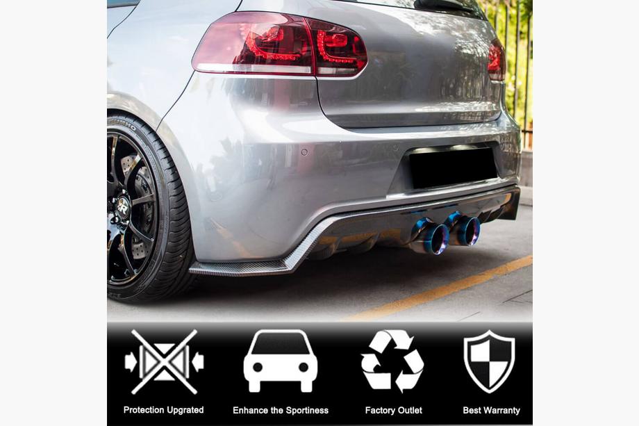 Volkswagen Golf 6 2008-2014 рр. Дифузор заднього бампера V1 (для R/R20 HB 2010-2013, Карбон) Фото 2