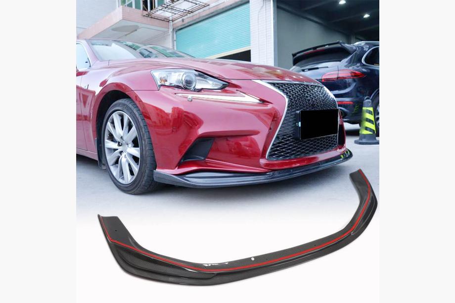 Lexus IS 2013- рр. Накладка на передній бампер Lip (для F-Sport 2013-2016, Карбон) Фото 1