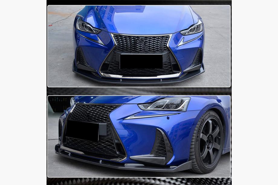 Lexus IS 2013- рр. Накладка на передній бампер Lip (для Base/F-Sport 2016-2020, Карбон) Фото 1