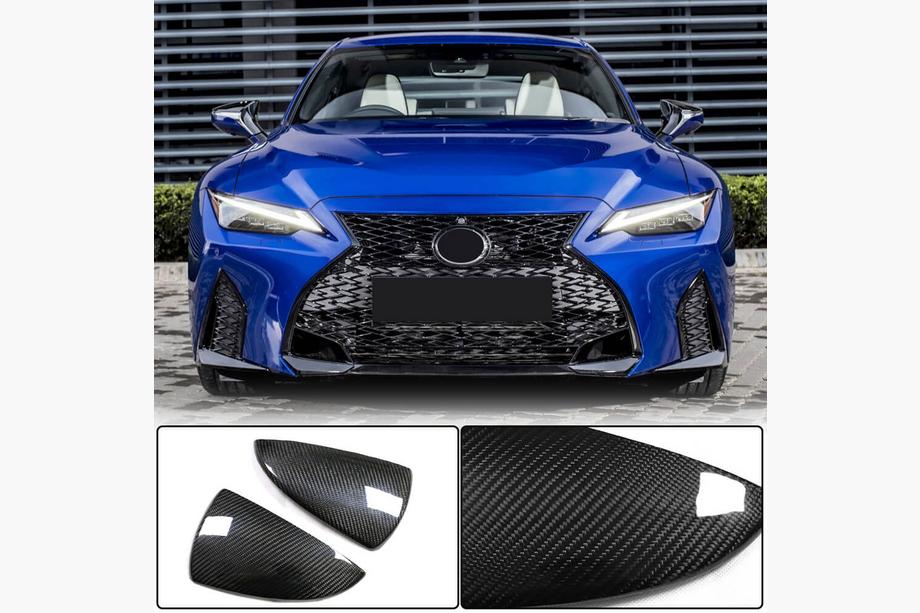 Lexus IS 2013- рр. Накдадки на дзеркала (для 2020+, Сухий карбон) Фото 1