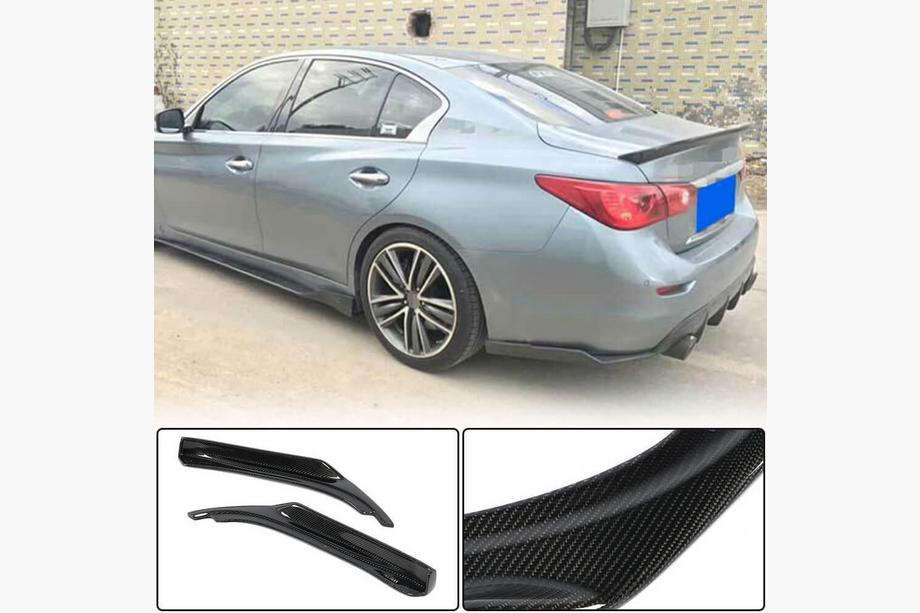 Infiniti Q50/Q60 2013-2024 рр. Накладки на задній бампер (для Q50 Base/Sport 2014-2017, Карбон) Фото 1