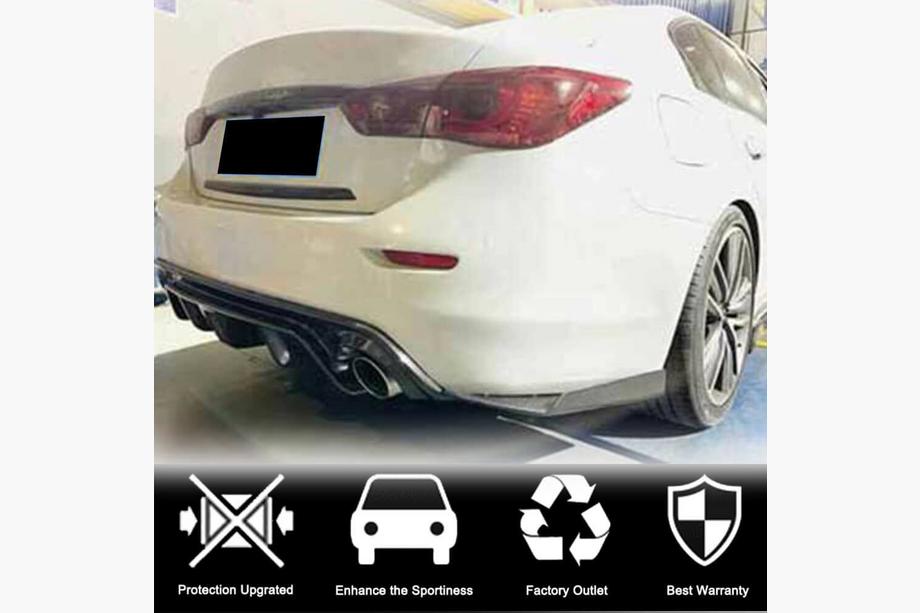 Infiniti Q50/Q60 2013-2024 рр. Накладки на задній бампер (для Q50 Base/Sport 2014-2017, Карбон) Фото 2