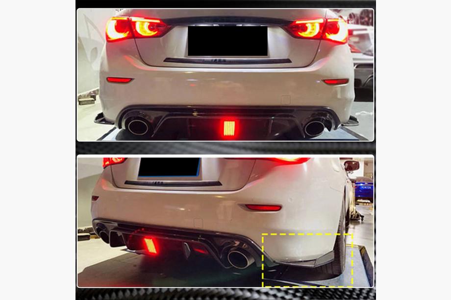 Infiniti Q50/Q60 2013-2024 рр. Накладки на задній бампер (для Q50 Base/Sport 2014-2017, Карбон) Фото 3