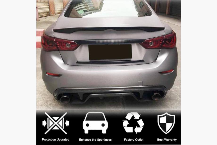 Infiniti Q50/Q60 2013-2024 рр. Дифузор заднього бампера V3 (для Q50 Base/Sport 2014-2017, Карбон) Фото 2