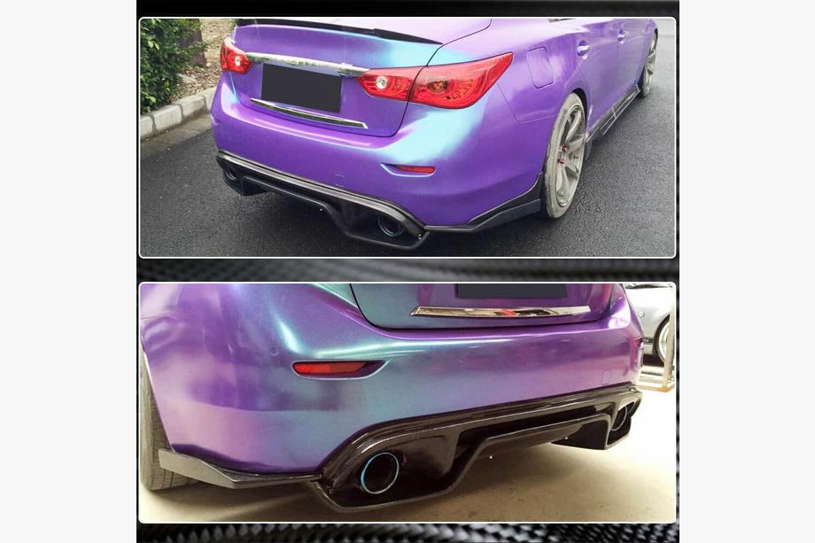 Infiniti Q50/Q60 2013-2024 рр. Дифузор заднього бампера V3 (для Q50 Base/Sport 2014-2017, Карбон) Фото 4