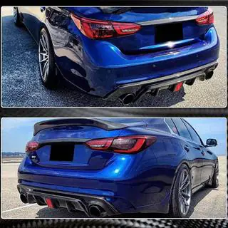 Дифузор заднього бампера V3 (для Q50 Base/Sport 2018-2023, Карбон) фото 4
