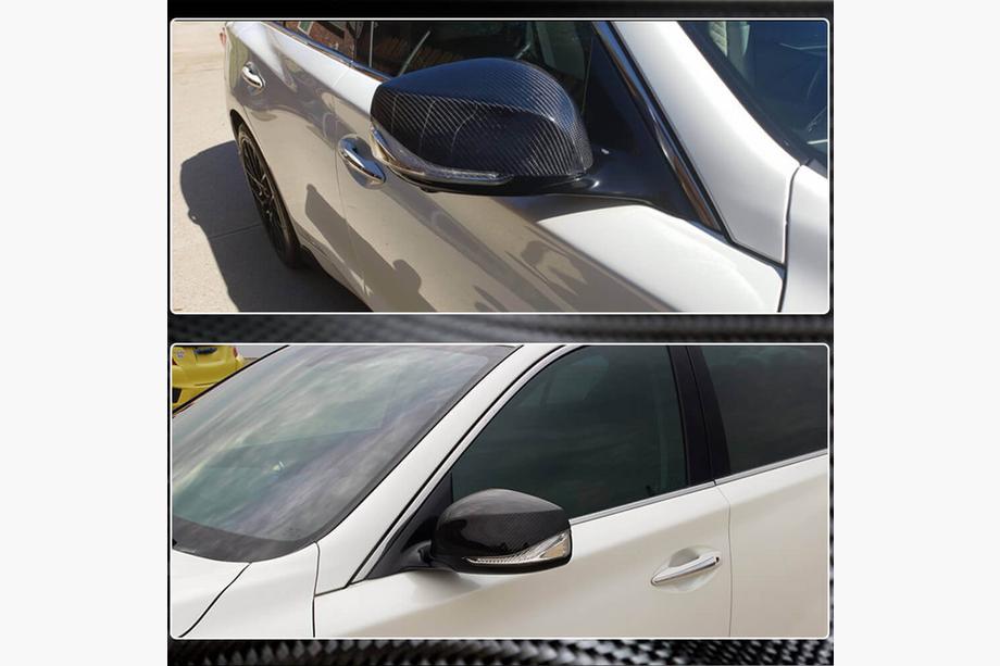 Infiniti Q50/Q60 2013-2024 рр. Накладки на дзеркала V1 (Карбон) Фото 3