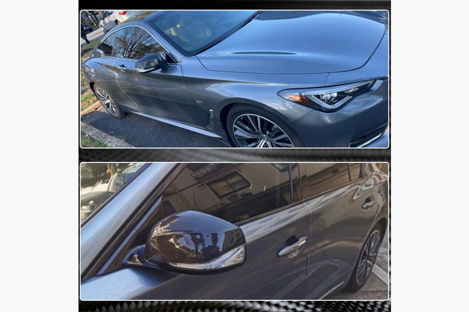 Infiniti Q50/Q60 2013-2024 рр. Накладки на дзеркала V1 (Карбон) Фото 4
