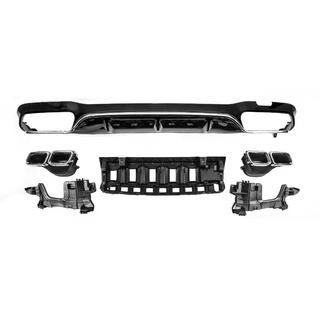 Задній дифузор з насадками Silver (для AMG/AMG-Line, Дизайн E63 2016-2020) фото 1