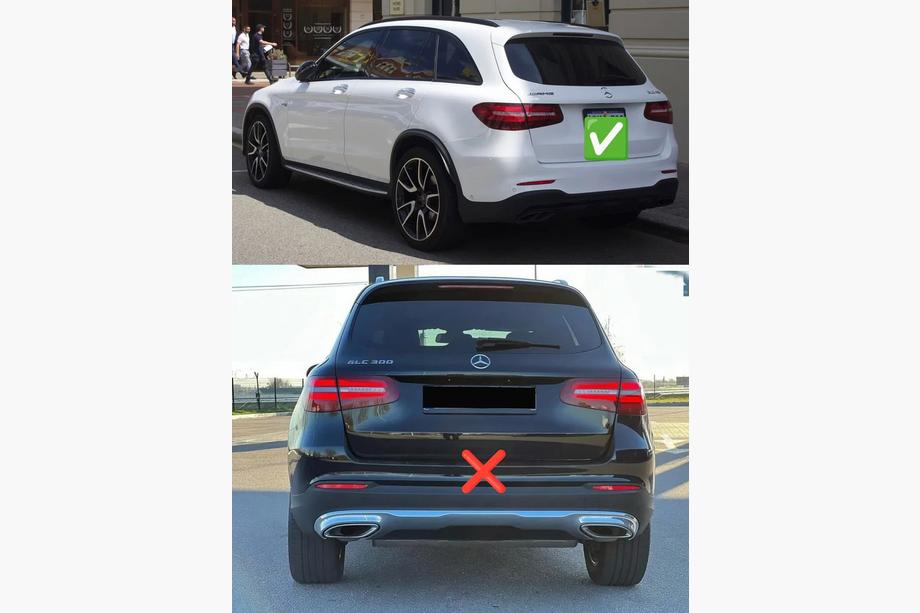 Mercedes GLC X253 2015-2022 рр. Задній дифузор з насадками Silver (Дизайн AMG63) Фото 7