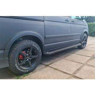 Бокові пороги X5-тип black (2 шт., алюм) Volkswagen T5 Caravelle 2004-2010 рр. фото 1