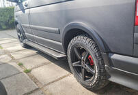 Volkswagen T5 2010-2015 рр. Бокові пороги X5-тип black (2 шт., алюм) Коротка база фото 1