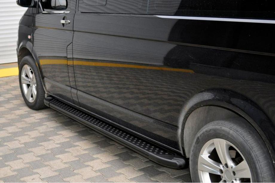 Volkswagen T5 2010-2015 рр. Бокові пороги X5-тип black (2 шт., алюм) Коротка база Фото 5