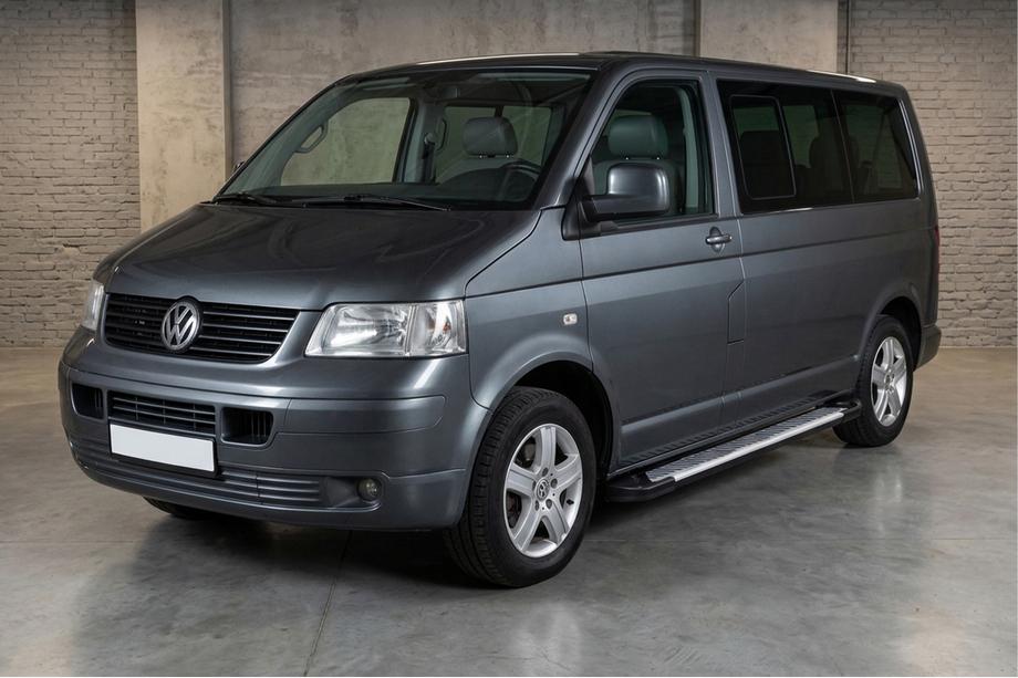 Volkswagen T5 Transporter 2003-2010 рр. Бокові пороги Line (2 шт., алюм) Довга база Фото 1