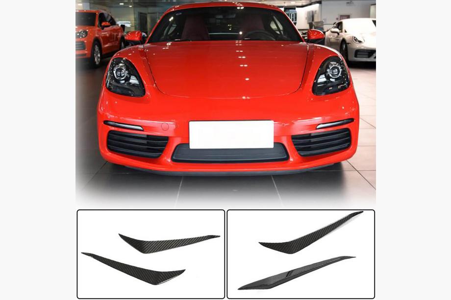 Porsche Boxster/Cayman 982 (718) 2016- рр. Накладки на передній бампер (Карбон) Фото 1