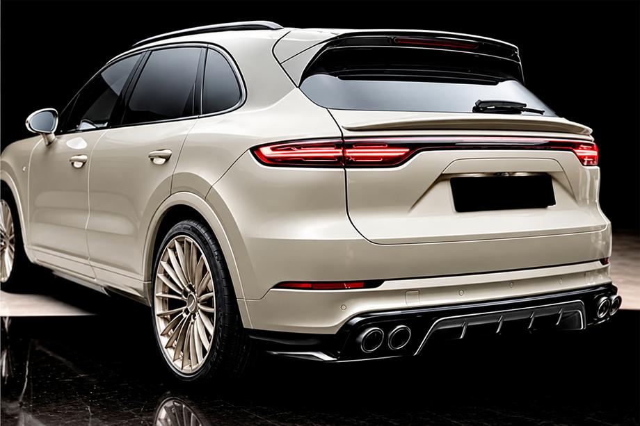 Porsche Cayenne 2018- рр. Дифузор заднього бампера (2018-2023, Карбон) Фото 1
