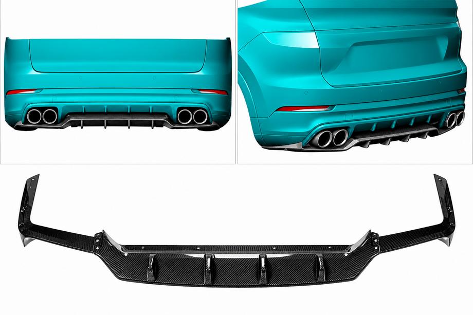 Porsche Cayenne 2018- рр. Дифузор заднього бампера (2018-2023, Карбон) Фото 5