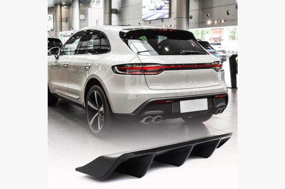 Porsche Macan 2014-2024 рр. Дифузор заднього бампера V1 (2021+, Карбон) Фото 1