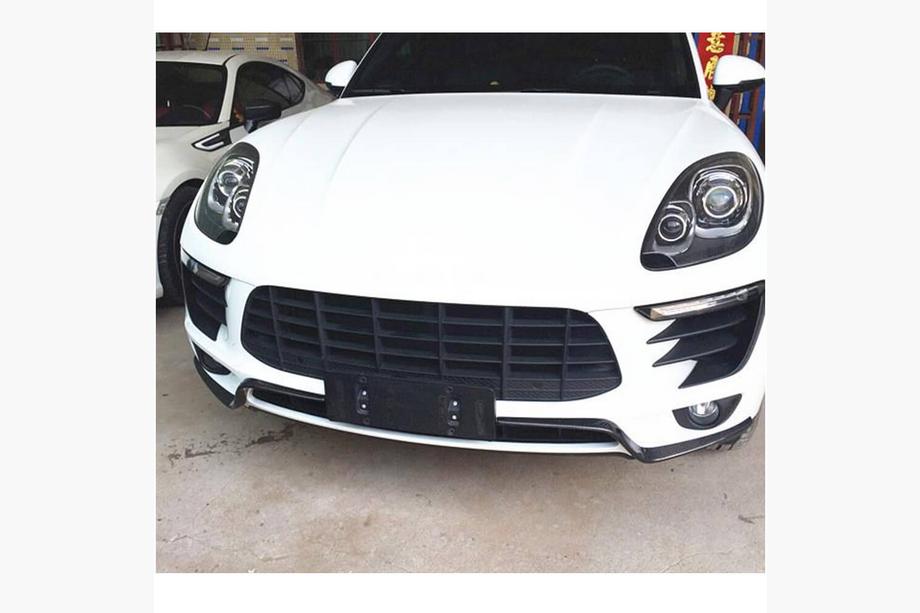Porsche Macan 2014-2024 рр. Накладки на передній бампер Flap (2014-2018, Карбон) Фото 2