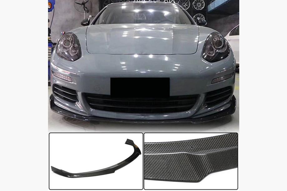 Porsche Panamera 2009-2016 рр. Накладка на передній бампер Lip (для Base 2013-2016, Карбон) Фото 1