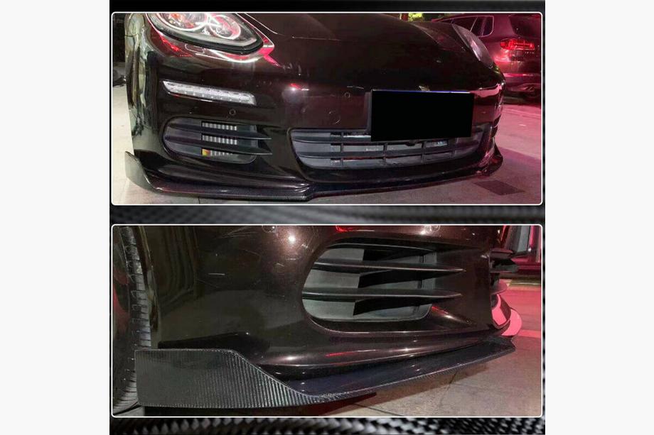 Porsche Panamera 2009-2016 рр. Накладка на передній бампер Lip (для Base 2013-2016, Карбон) Фото 4