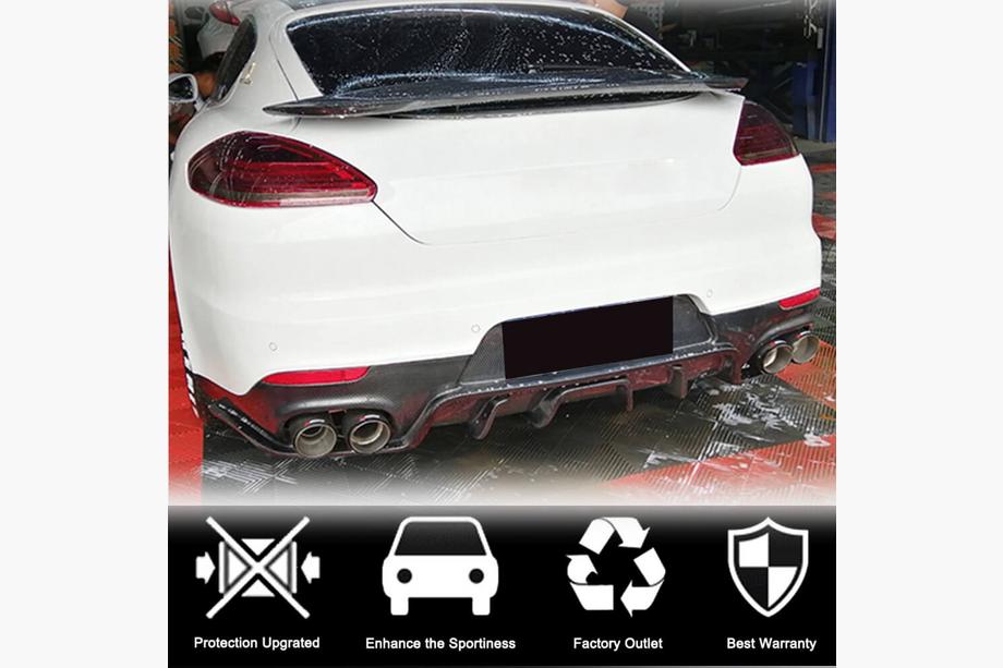Porsche Panamera 2009-2016 рр. Дифузор заднього бампера (2013-2016, Карбон) Фото 2