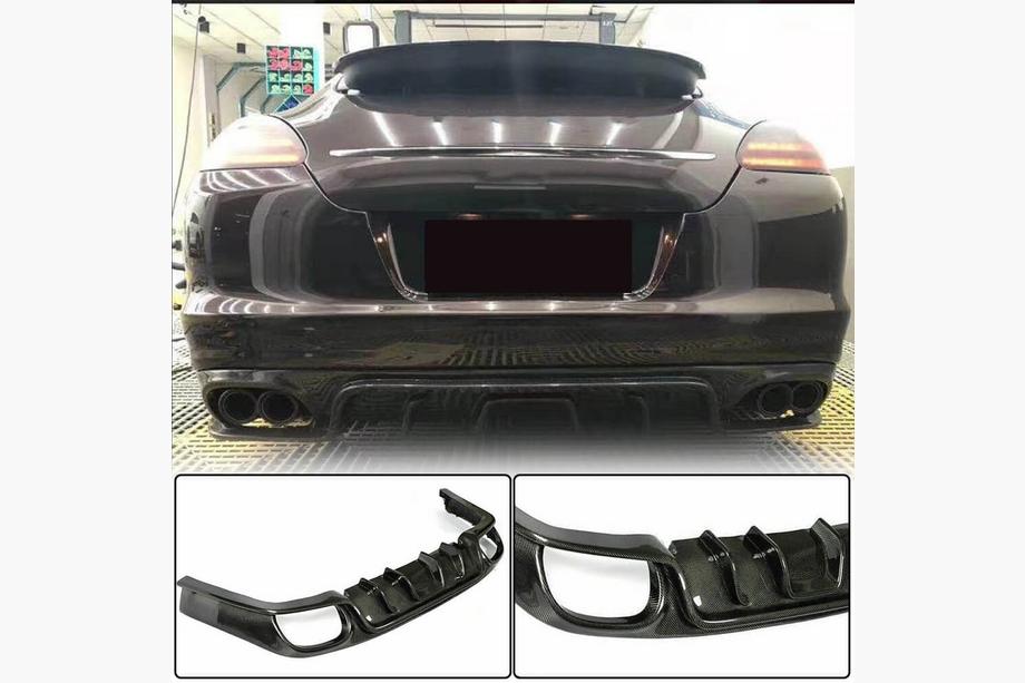 Porsche Panamera 2009-2016 рр. Дифузор заднього бампера (2009-2013, Карбон) Фото 1
