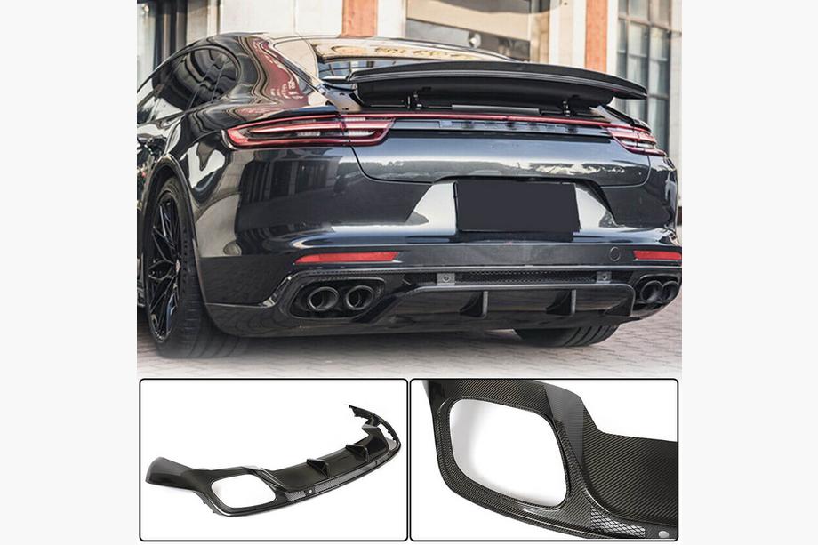 Porsche Panamera 2016-2023 рр. Дифузор заднього бампера (2016-2020, Карбон) Фото 1