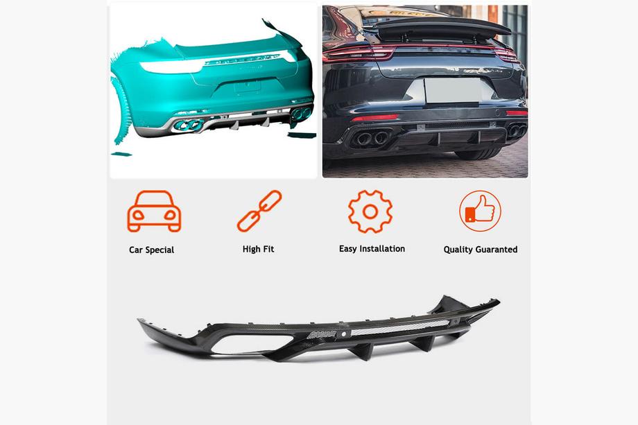 Porsche Panamera 2016-2023 рр. Дифузор заднього бампера (2016-2020, Карбон) Фото 2