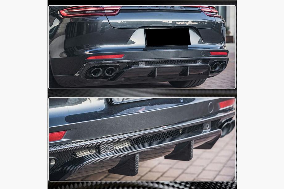 Porsche Panamera 2016-2023 рр. Дифузор заднього бампера (2016-2020, Карбон) Фото 4