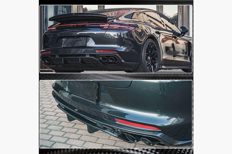 Porsche Panamera 2016-2023 рр. Дифузор заднього бампера (2016-2020, Карбон) Фото 5