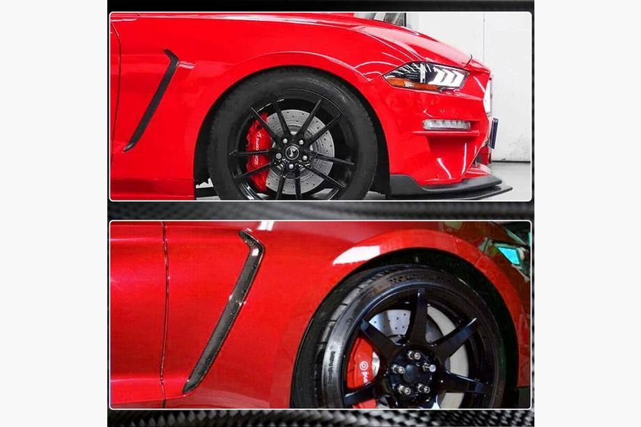 Ford Mustang 2015-2023 рр. Накладки на передні крила (2018-2023, Карбон) Фото 2