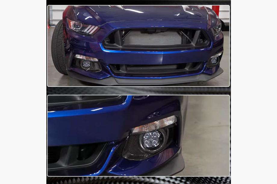 Ford Mustang 2015-2023 рр. Накладки на протитуманки V2 (2015-2017, Карбон) Фото 3