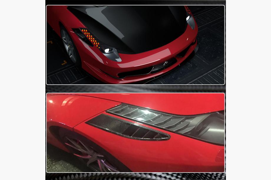 Ferrari 458 Italia 2009-2015 рр. Накладки на передній бампер V1 (2011-2013, Карбон) Фото 3