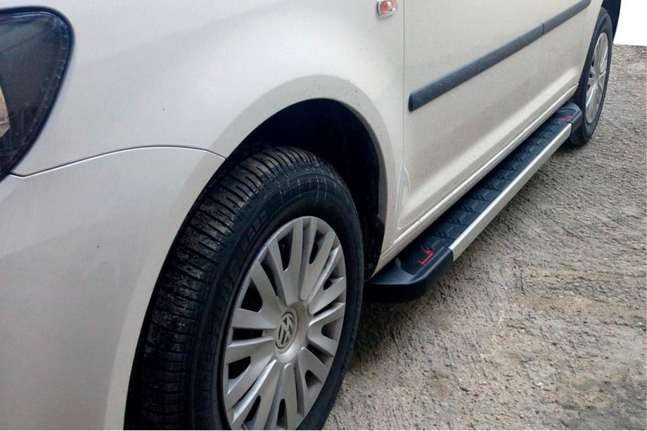 Volkswagen Caddy 2004-2010 рр. Бокові пороги Red-style (2 шт, алюм) Maxi база Фото 1