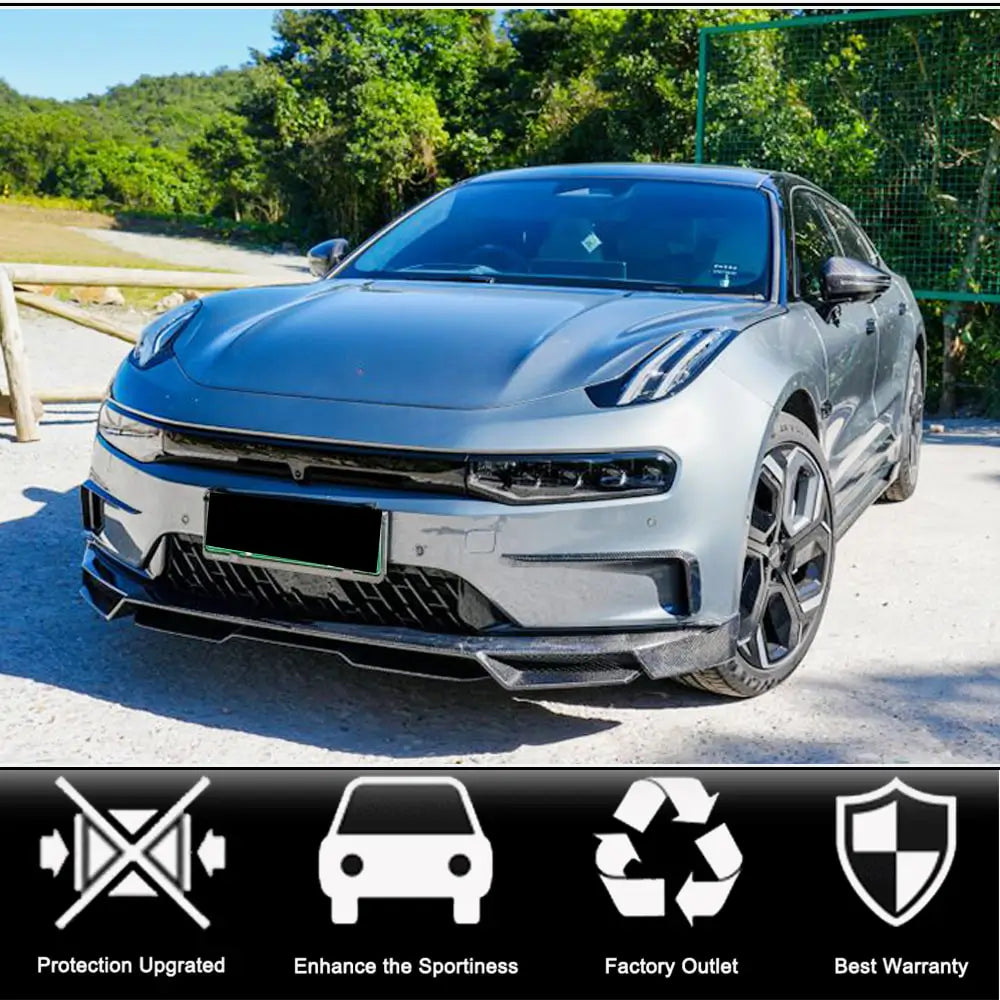 Накладка на передній бампер Lip (2021-2024, Карбон) Zeekr 001 2021- рр. фото 2