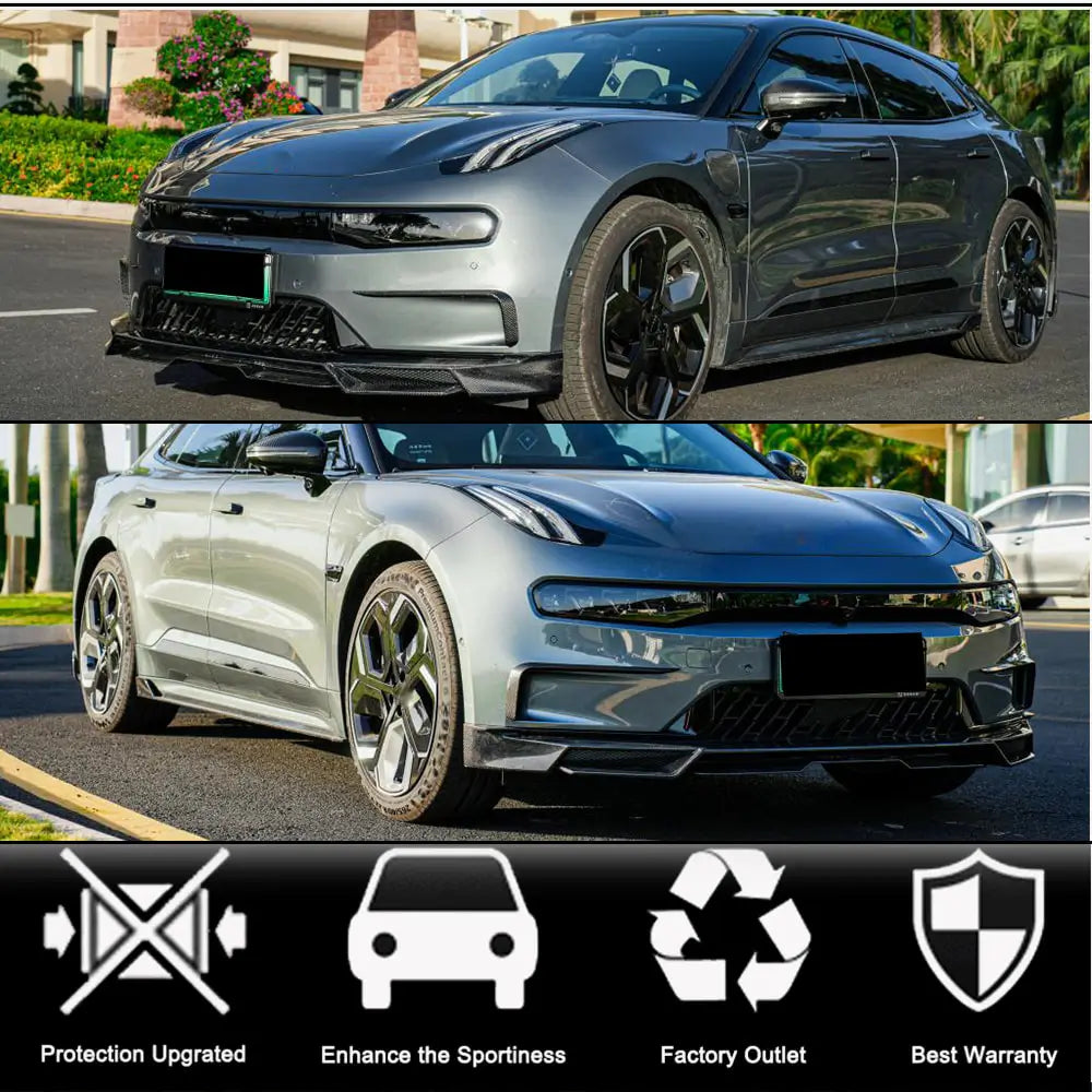 Накладки на передній бампер (2021-2024, Карбон) Zeekr 001 2021- рр. фото 2