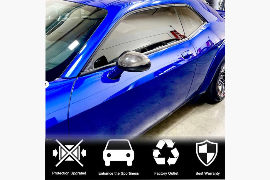 Dodge Challenger 2008-2023 рр. Накладки на дзеркала (Карбон) Фото 2