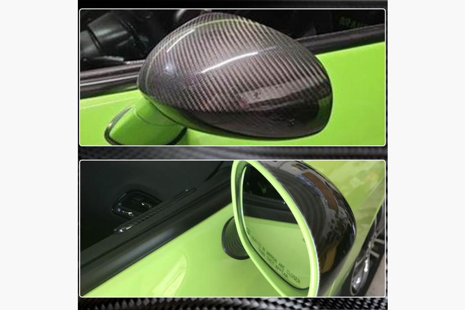 Dodge Challenger 2008-2023 рр. Накладки на дзеркала (Карбон) Фото 3
