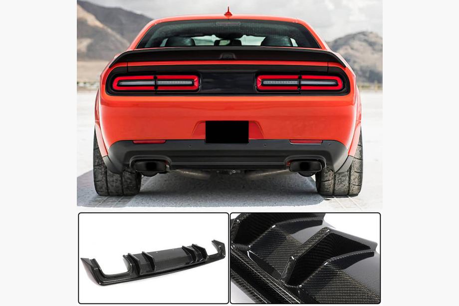 Dodge Challenger 2008-2023 рр. Дифузор заднього бампера (2015-2023, Карбон) Фото 1