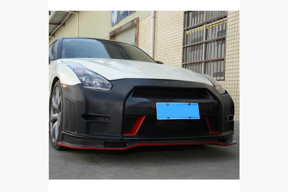 Nissan GT-R 2008-2025 рр. Накладка на передній бампер Lip (2009-2015, Карбон) Фото 2