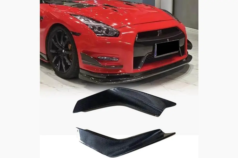 Nissan GT-R 2008-2025 рр. Накладки на передній бампер (2009-2015, Карбон) Фото 1