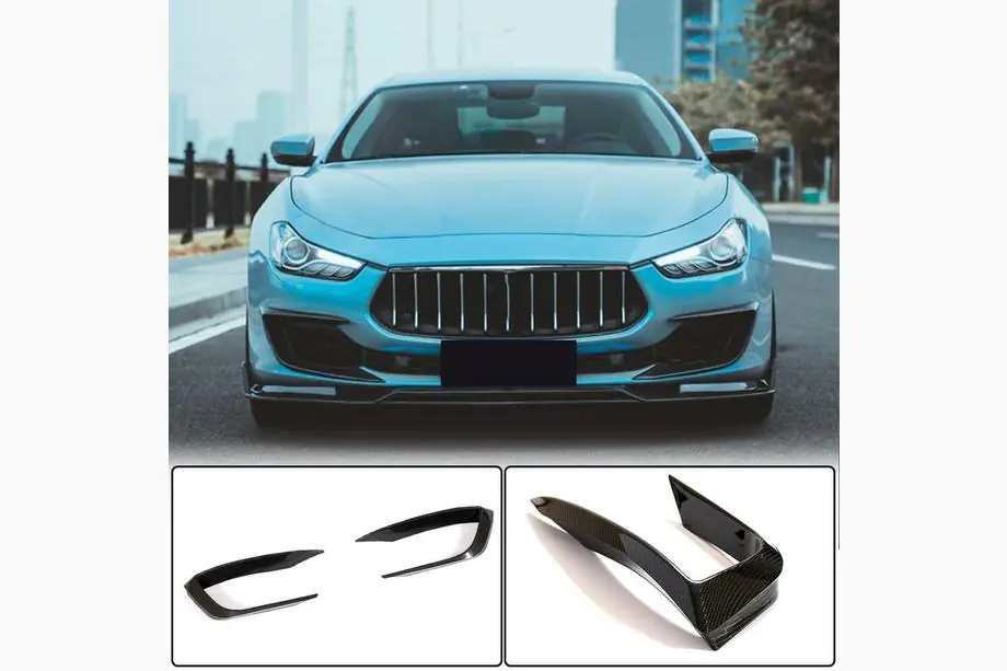 Maserati Ghibli 2013-2023 рр. Накладки на передній бампер (для Base 2018-2020, Карбон) Фото 1