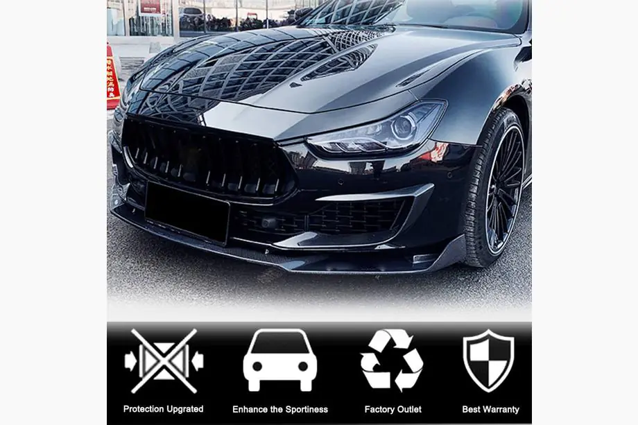 Maserati Ghibli 2013-2023 рр. Накладки на передній бампер (для Base 2018-2020, Карбон) Фото 3